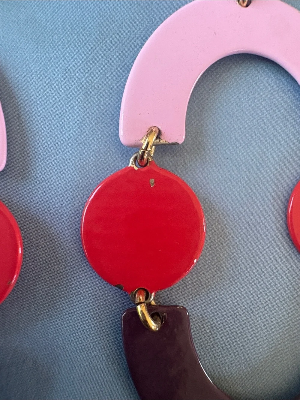 J. Crew Pink, Red & Purple Layered Geometric Drop Earrings